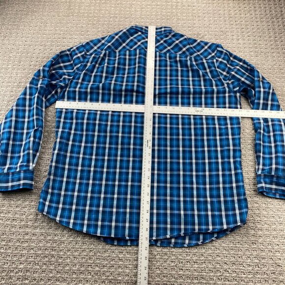 Eddie Bauer Shirt Men XL Blue Plaid Button Up Polo Lightweight Breathable Preppy - Picture 7 of 9